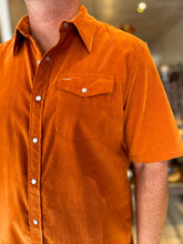 Load image into Gallery viewer, Short Sleeve Corduroy Pearl Snap - Burnt Orange