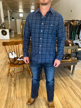 Load image into Gallery viewer, Corduroy Pearl Snap Shirt - Dusty Blue Plaid