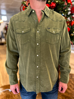 Jackson Cord Western Buttondown - Platoon Green