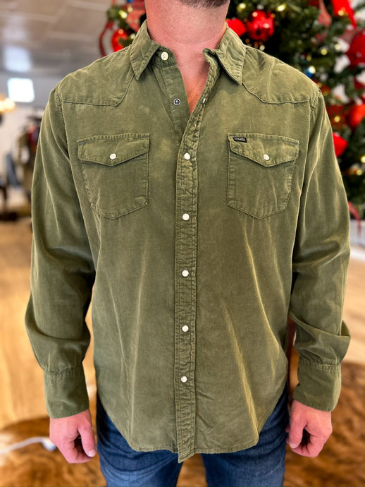 Jackson Cord Western Buttondown - Platoon Green