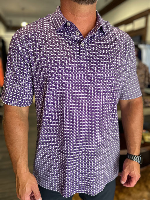 Performance Polo - Texas Purple and White