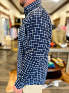 Leeward LS Dress Shirt - Navy Stewart Plaid