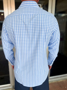 Leeward LS Dress Shirt - Light Blue Gingham