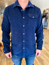Load image into Gallery viewer, Corduroy Pearl Snap Shirt - Navy