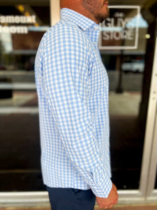 Leeward LS Dress Shirt - Light Blue Gingham