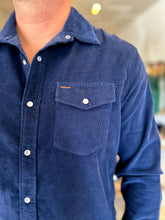 Load image into Gallery viewer, Corduroy Pearl Snap Shirt - Navy