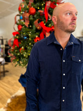 Load image into Gallery viewer, Corduroy Pearl Snap Shirt - Navy