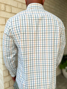 Leeward No Tuck LS Dress Shirt White Casita Plaid Classic