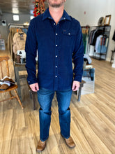 Load image into Gallery viewer, Corduroy Pearl Snap Shirt - Navy