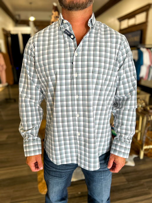 Leeward No Tuck LS Dress Shirt - White Noah Plaid