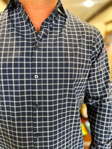 Leeward LS Dress Shirt - Navy Stewart Plaid