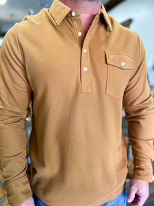 Long Sleeve Players Polo Shirt - Almond Brother