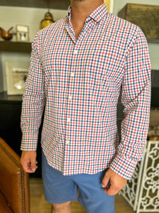 Leeward LS Dress Trim Shirt - Red Blue Multi Check