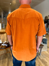 Load image into Gallery viewer, Short Sleeve Corduroy Pearl Snap - Burnt Orange