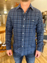 Load image into Gallery viewer, Corduroy Pearl Snap Shirt - Dusty Blue Plaid