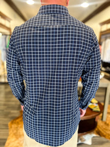 Leeward LS Dress Shirt - Navy Stewart Plaid