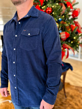 Load image into Gallery viewer, Corduroy Pearl Snap Shirt - Navy