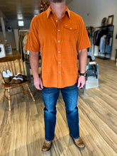 Load image into Gallery viewer, Short Sleeve Corduroy Pearl Snap - Burnt Orange