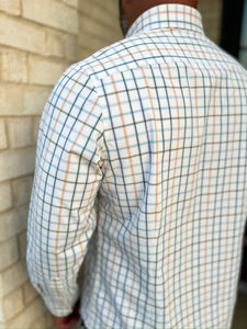 Leeward No Tuck LS Dress Shirt White Casita Plaid Classic