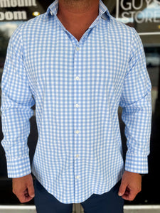 Leeward LS Dress Shirt - Light Blue Gingham